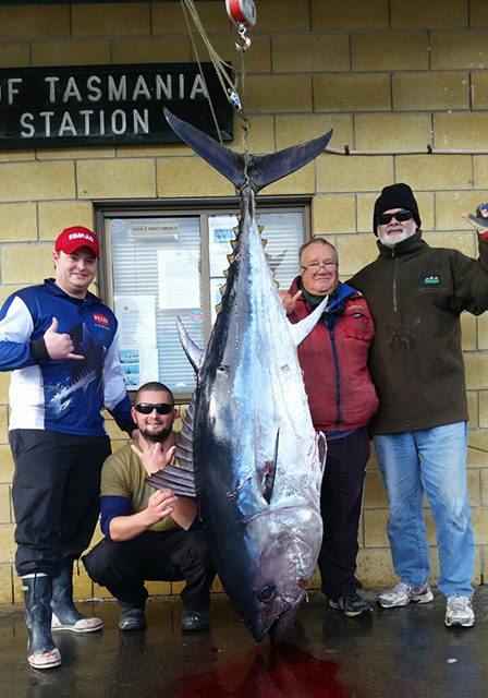 ANGLER: Josh Cumberland SPECIES: Southern Bluefin Tuna WEIGHT: 125 kgs LURE: JB Lures, Micro Dingo in carnival